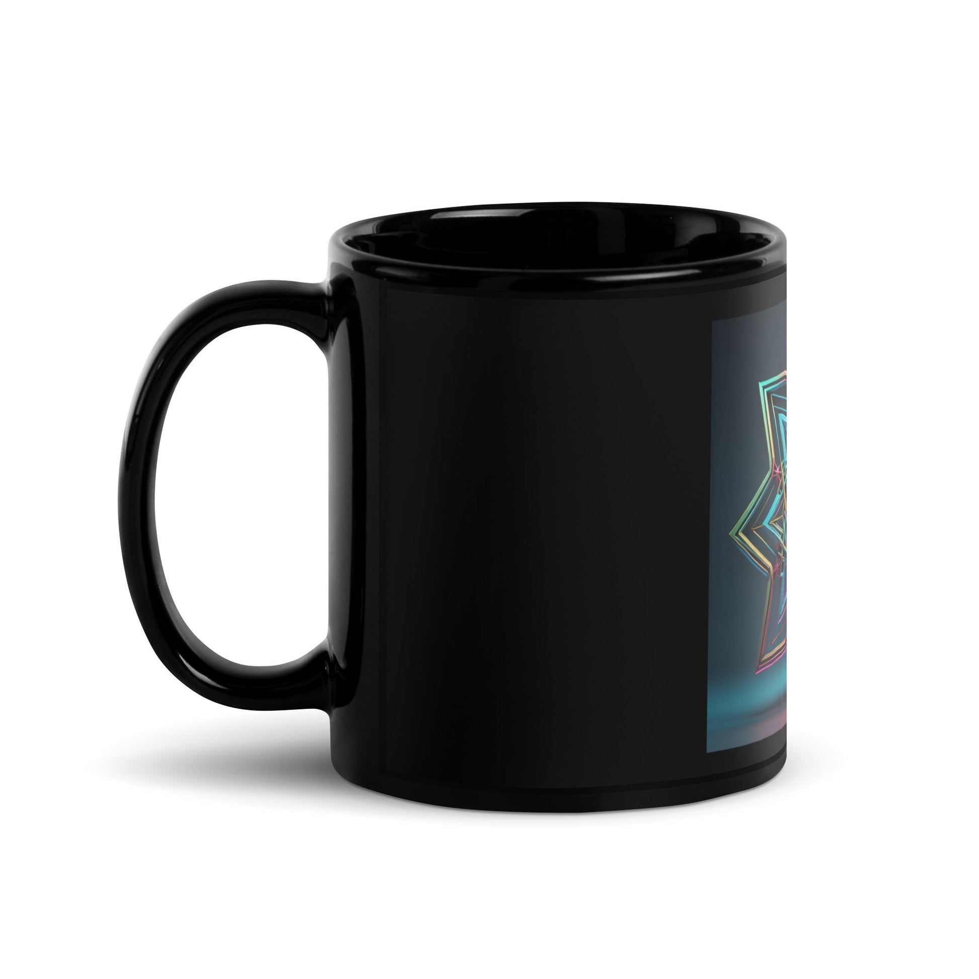 Futuristic Shine | Star of David | Black Glossy Mug