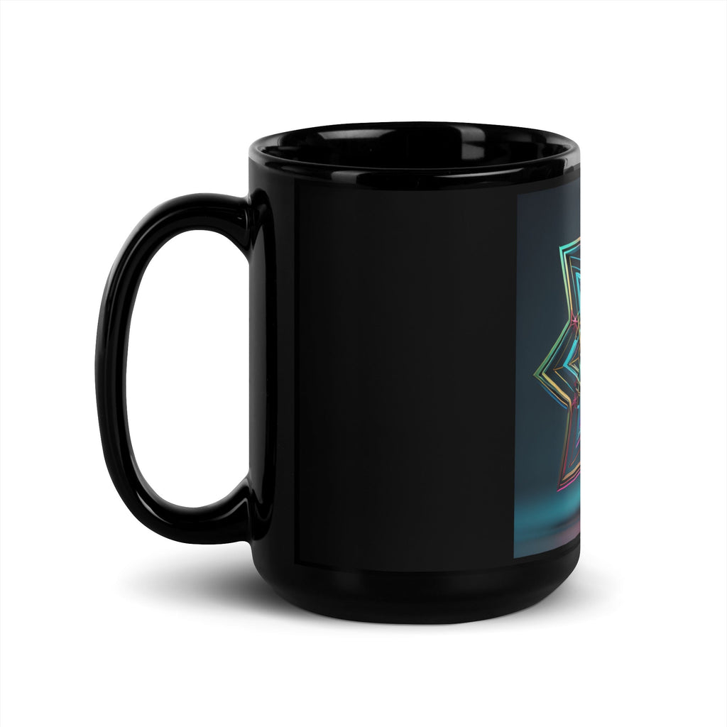 Futuristic Shine | Star of David | Black Glossy Mug