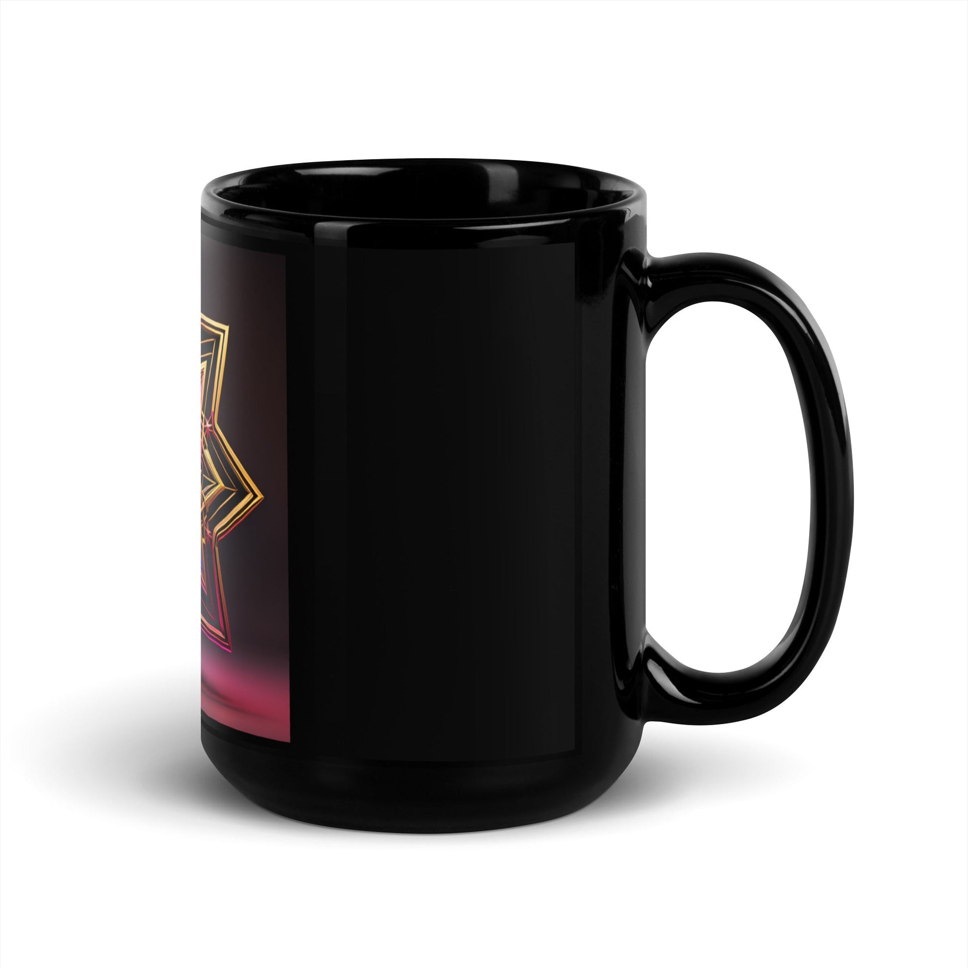 Futuristic Shine | Star of David | Black Glossy Mug