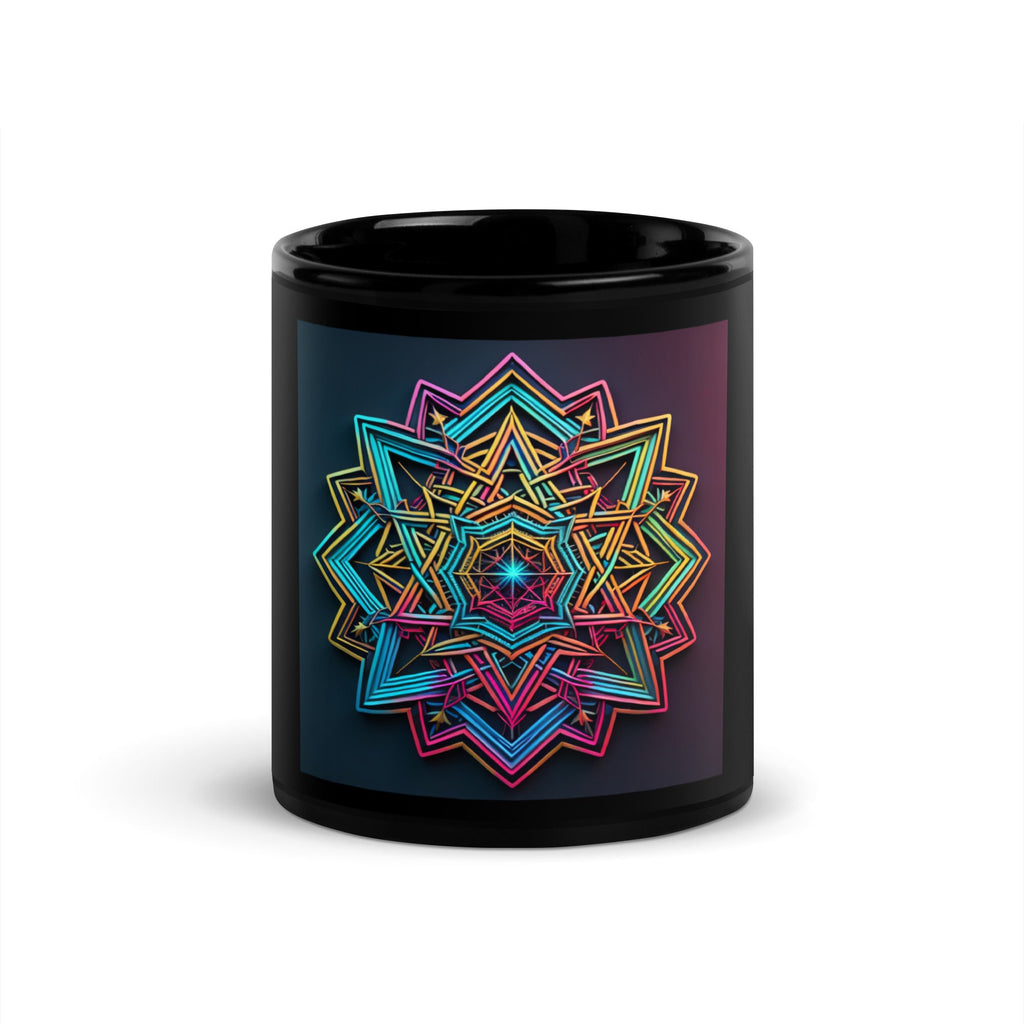 Futuristic Shine | Star of David | Black Glossy Mug