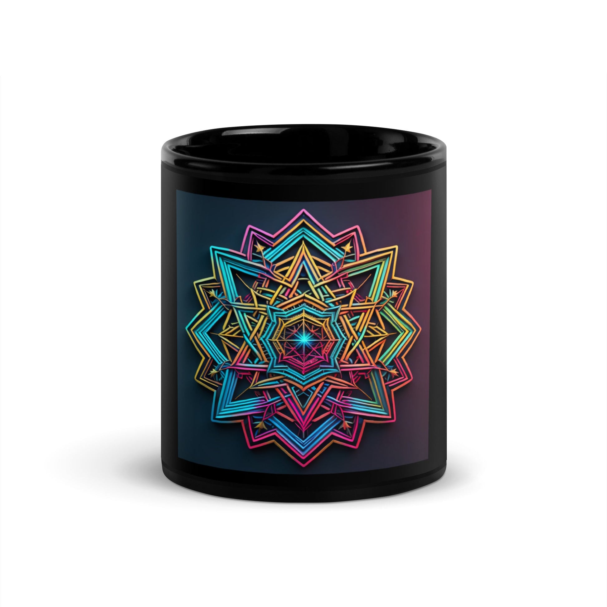 Futuristic Shine | Star of David | Black Glossy Mug