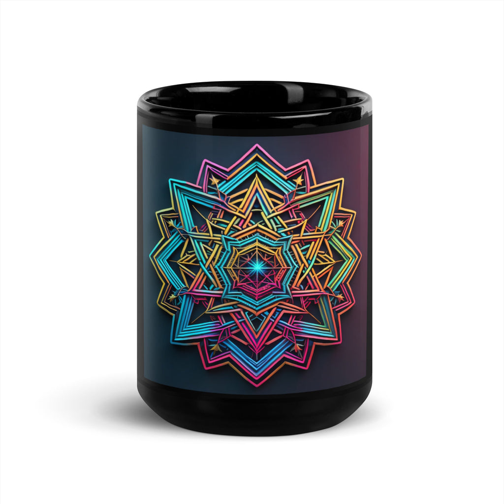 Futuristic Shine | Star of David | Black Glossy Mug