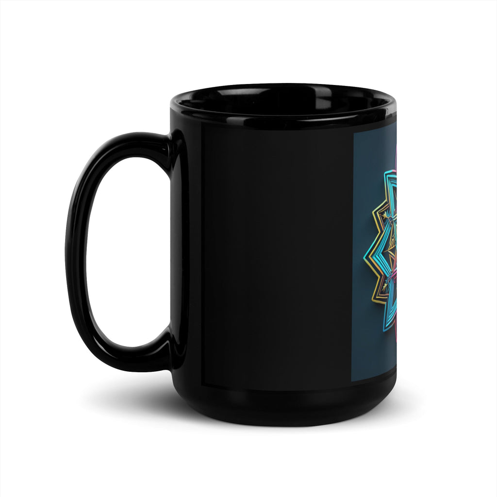 Futuristic Shine | Star of David | Black Glossy Mug