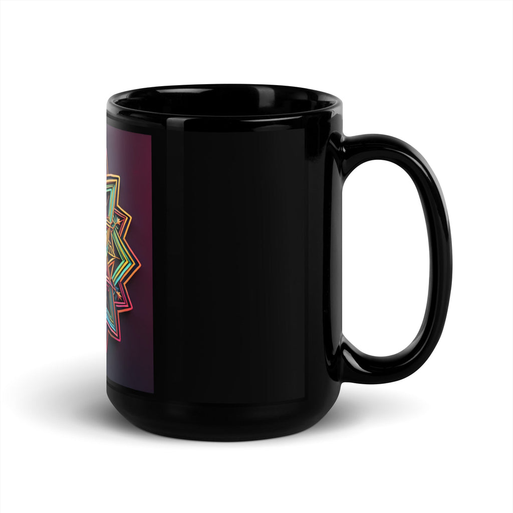 Futuristic Shine | Star of David | Black Glossy Mug