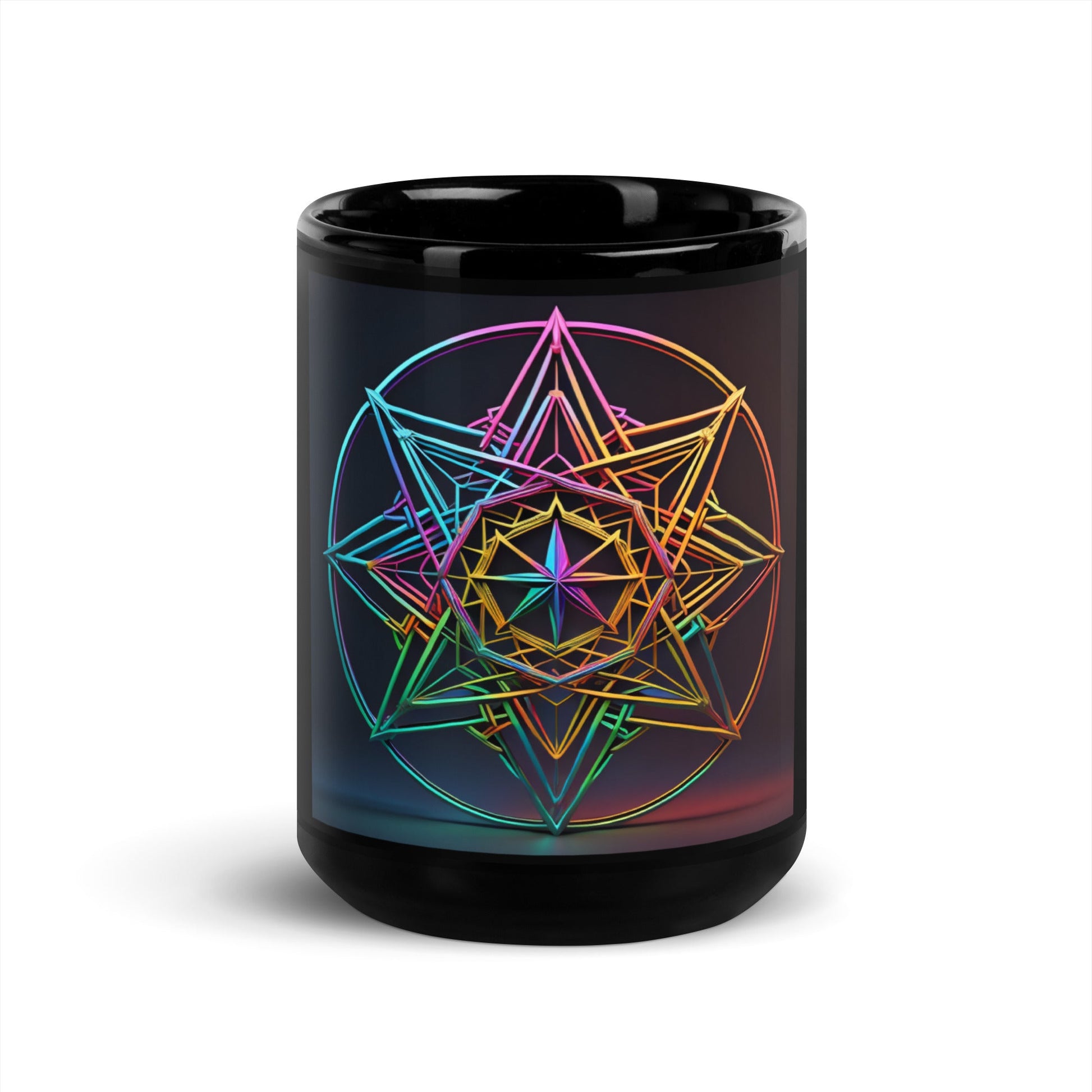 Futuristic Shine | Star of David | Black Glossy Mug