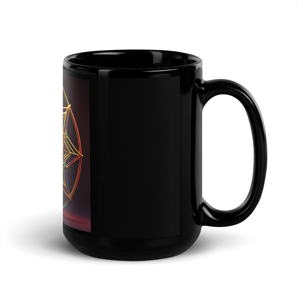 Futuristic Shine | Star of David | Black Glossy Mug