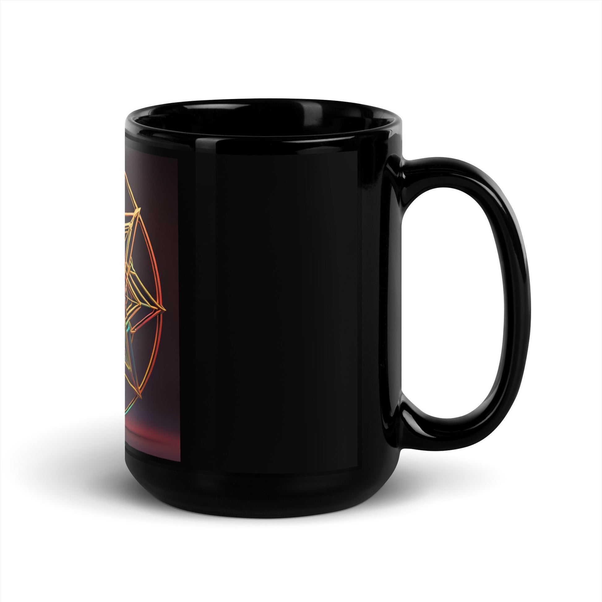 Futuristic Shine | Star of David | Black Glossy Mug