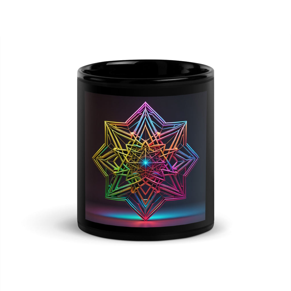 Futuristic Shine | Star of David | Black Glossy Mug