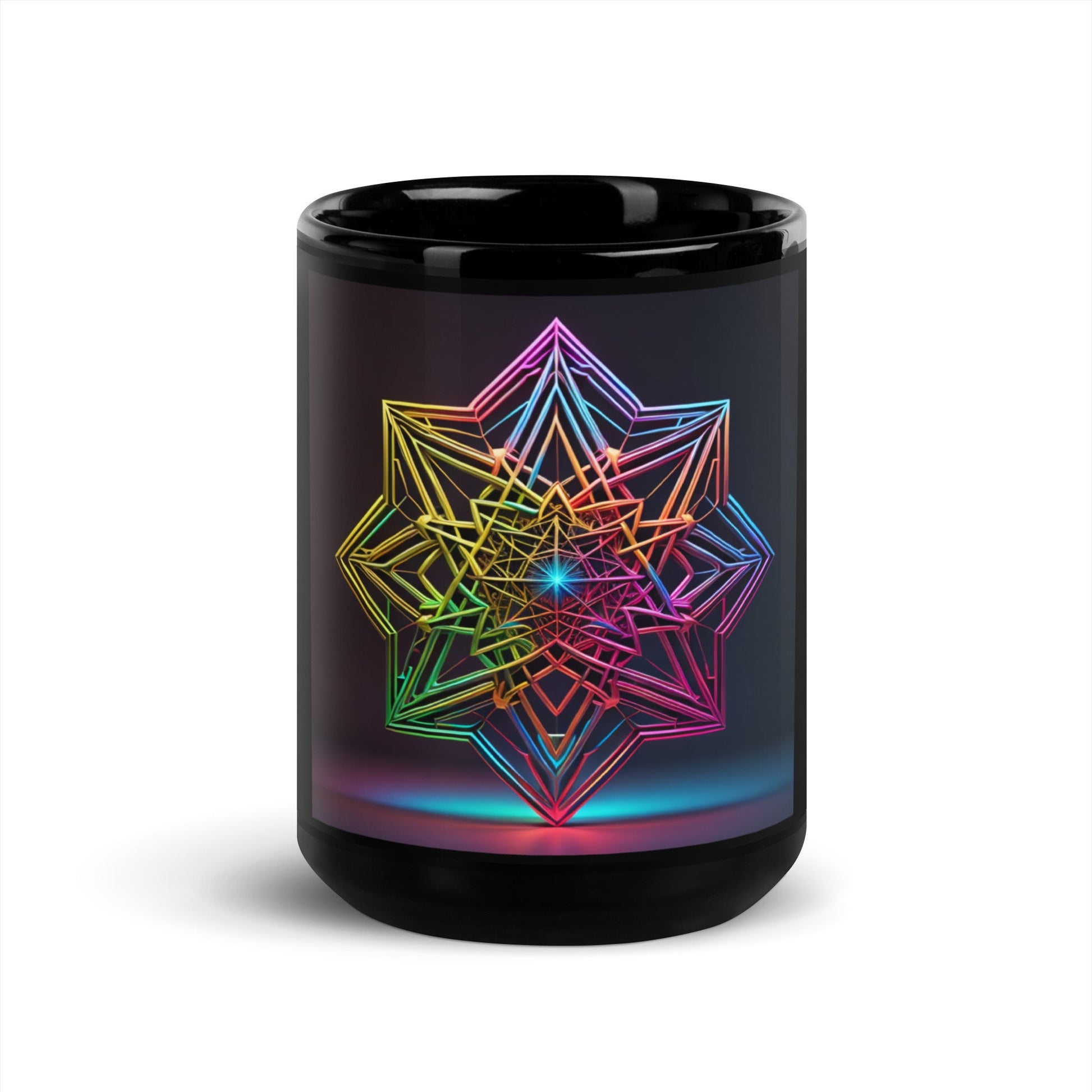 Futuristic Shine | Star of David | Black Glossy Mug