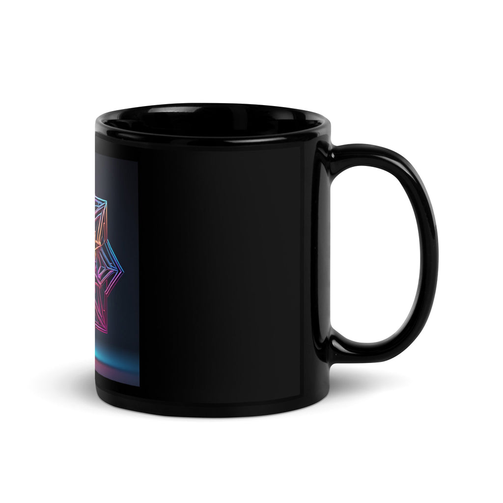 Futuristic Shine | Star of David | Black Glossy Mug