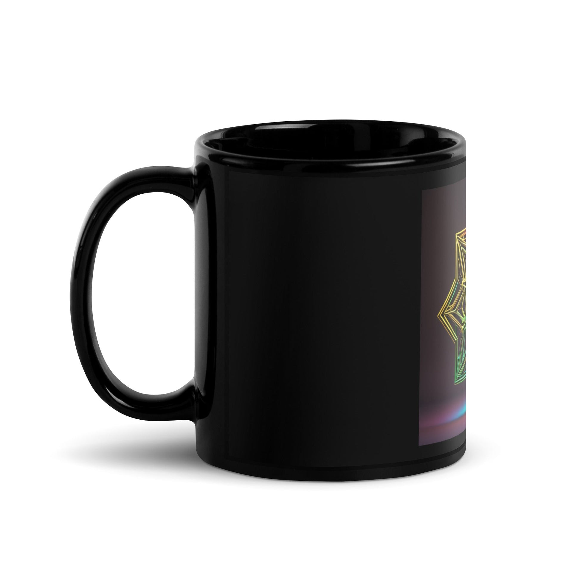 Futuristic Shine | Star of David | Black Glossy Mug