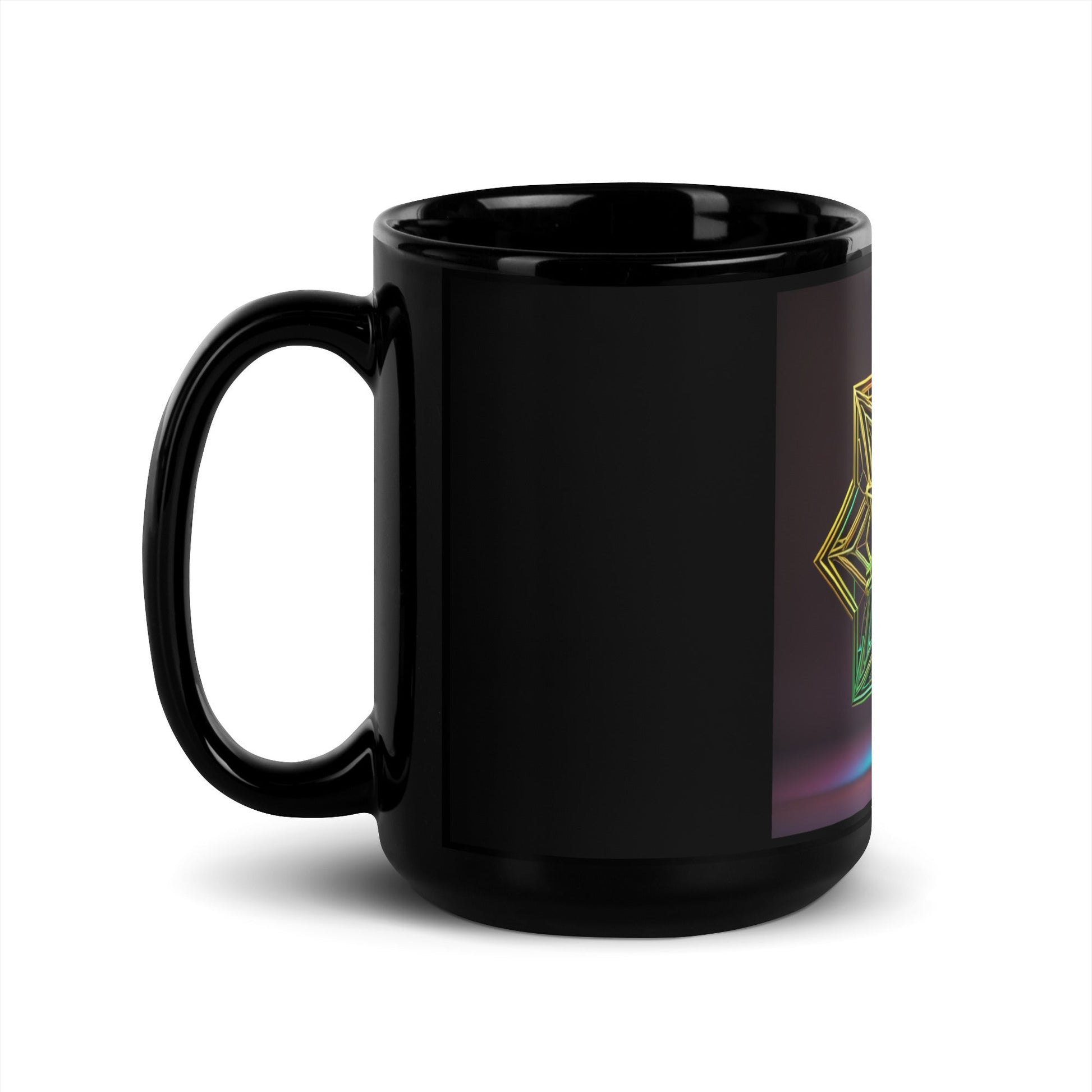 Futuristic Shine | Star of David | Black Glossy Mug