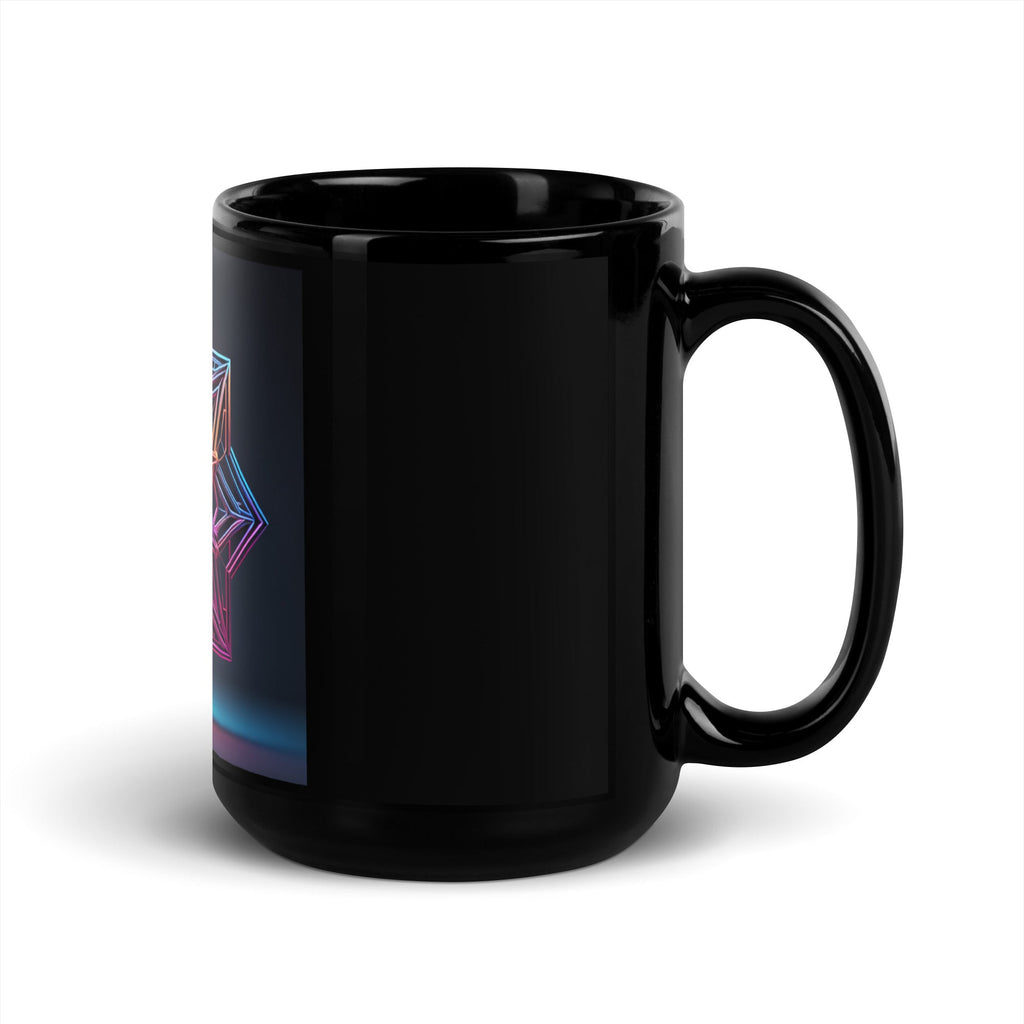 Futuristic Shine | Star of David | Black Glossy Mug