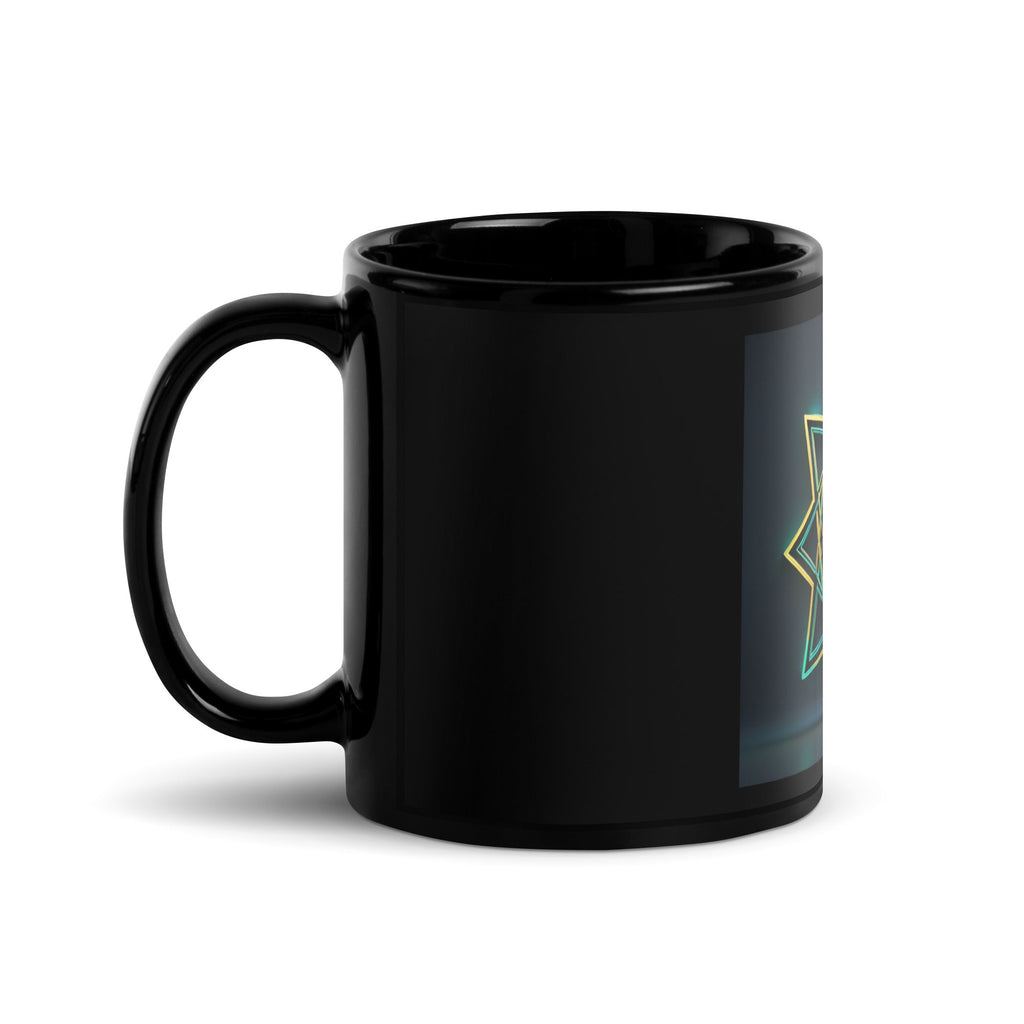 Futuristic Shine | Star of David | Black Glossy Mug