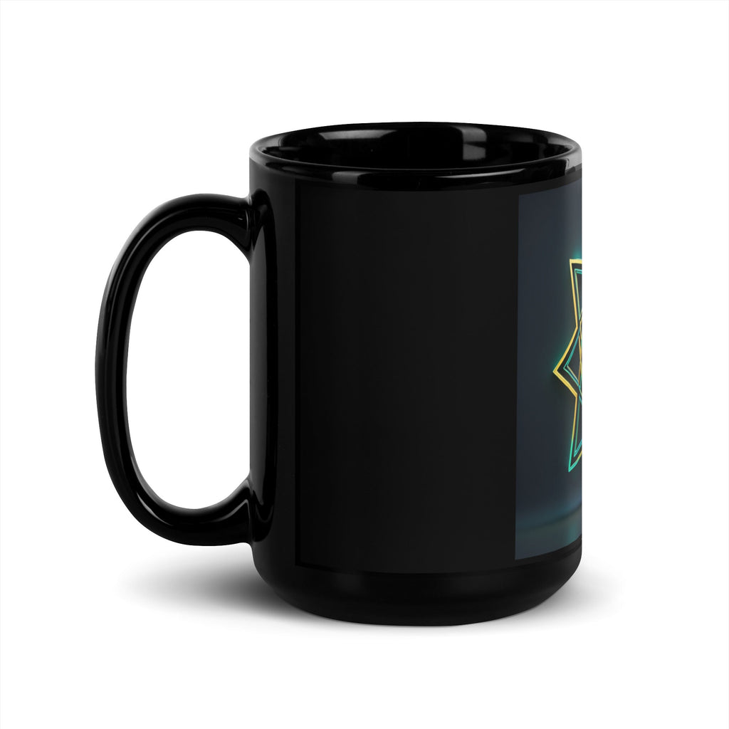Futuristic Shine | Star of David | Black Glossy Mug