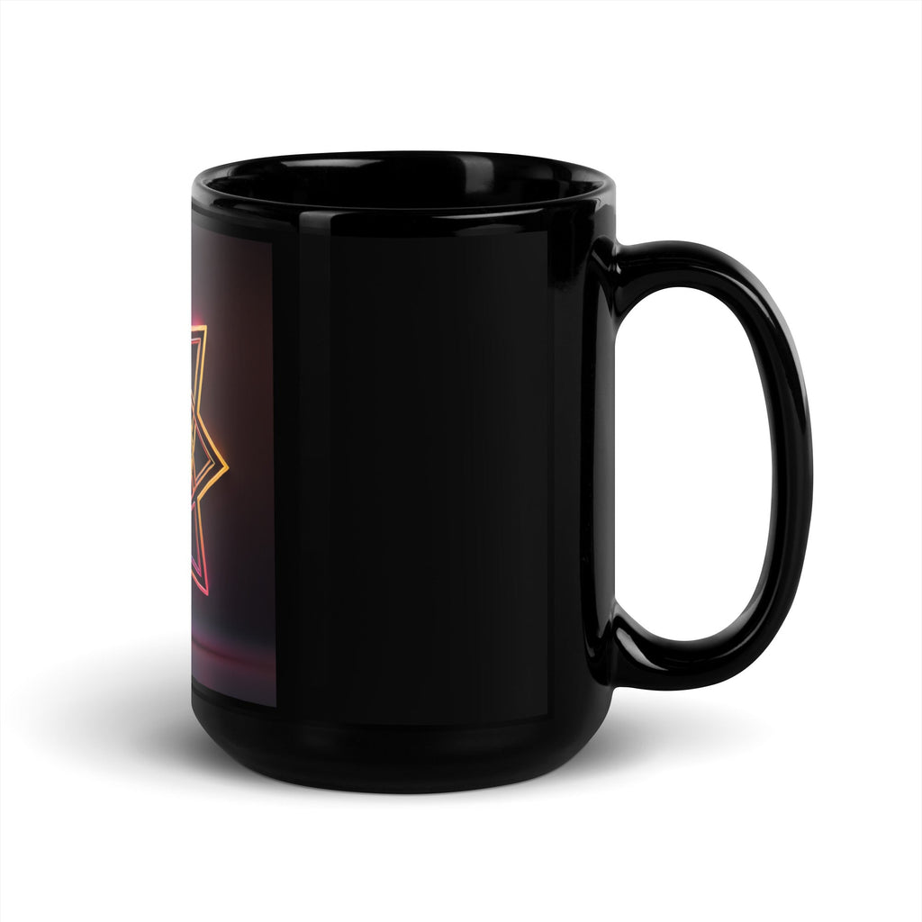 Futuristic Shine | Star of David | Black Glossy Mug