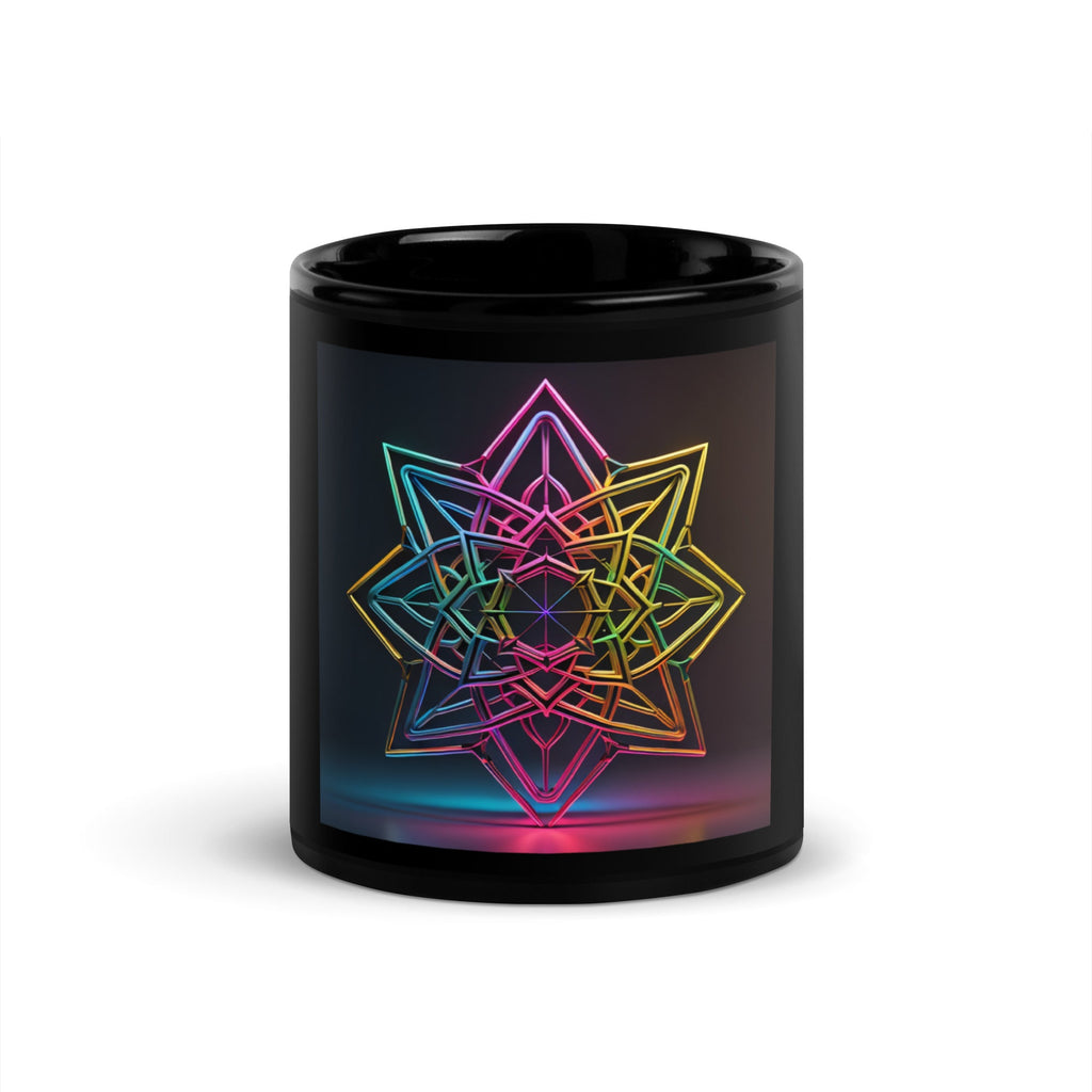 Futuristic Shine | Star of David | Black Glossy Mug