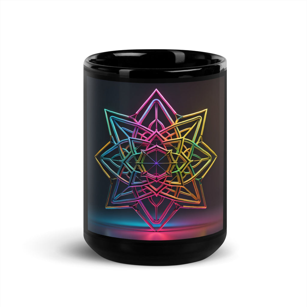 Futuristic Shine | Star of David | Black Glossy Mug