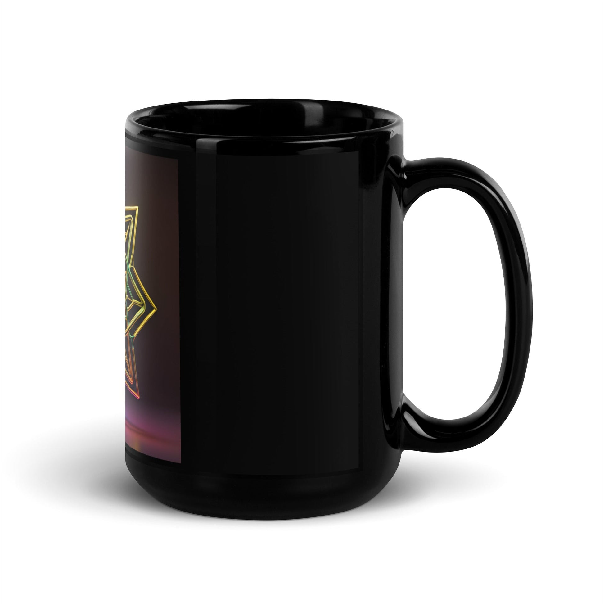 Futuristic Shine | Star of David | Black Glossy Mug
