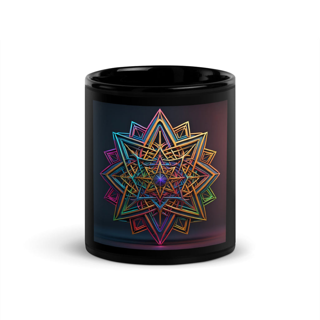 Futuristic Shine | Star of David | Black Glossy Mug