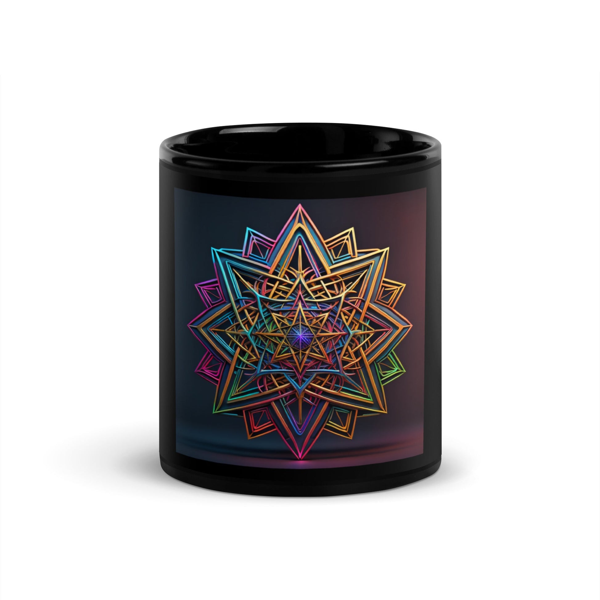 Futuristic Shine | Star of David | Black Glossy Mug