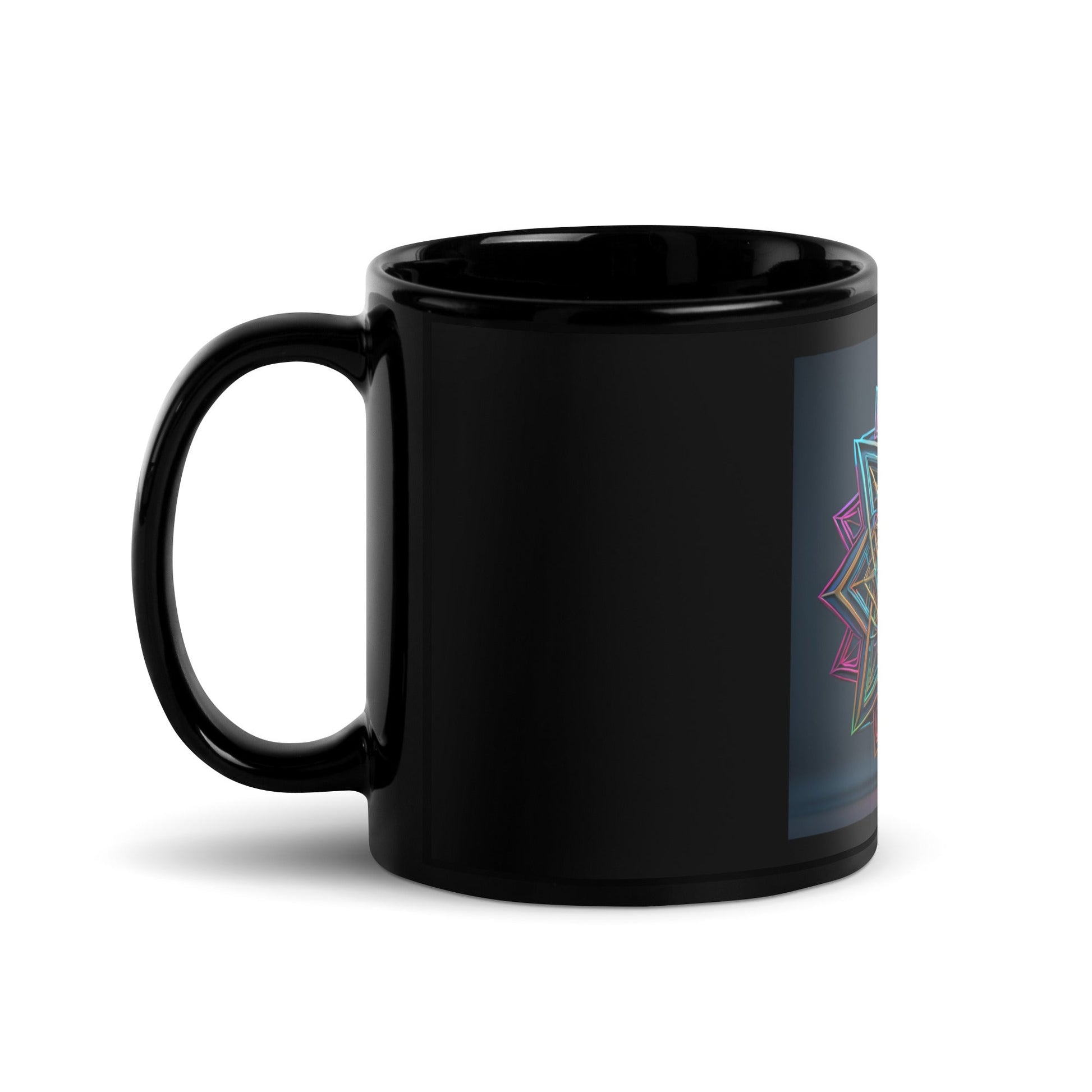 Futuristic Shine | Star of David | Black Glossy Mug