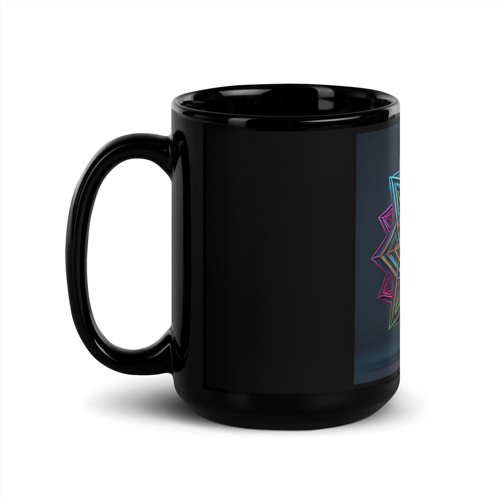 Futuristic Shine | Star of David | Black Glossy Mug
