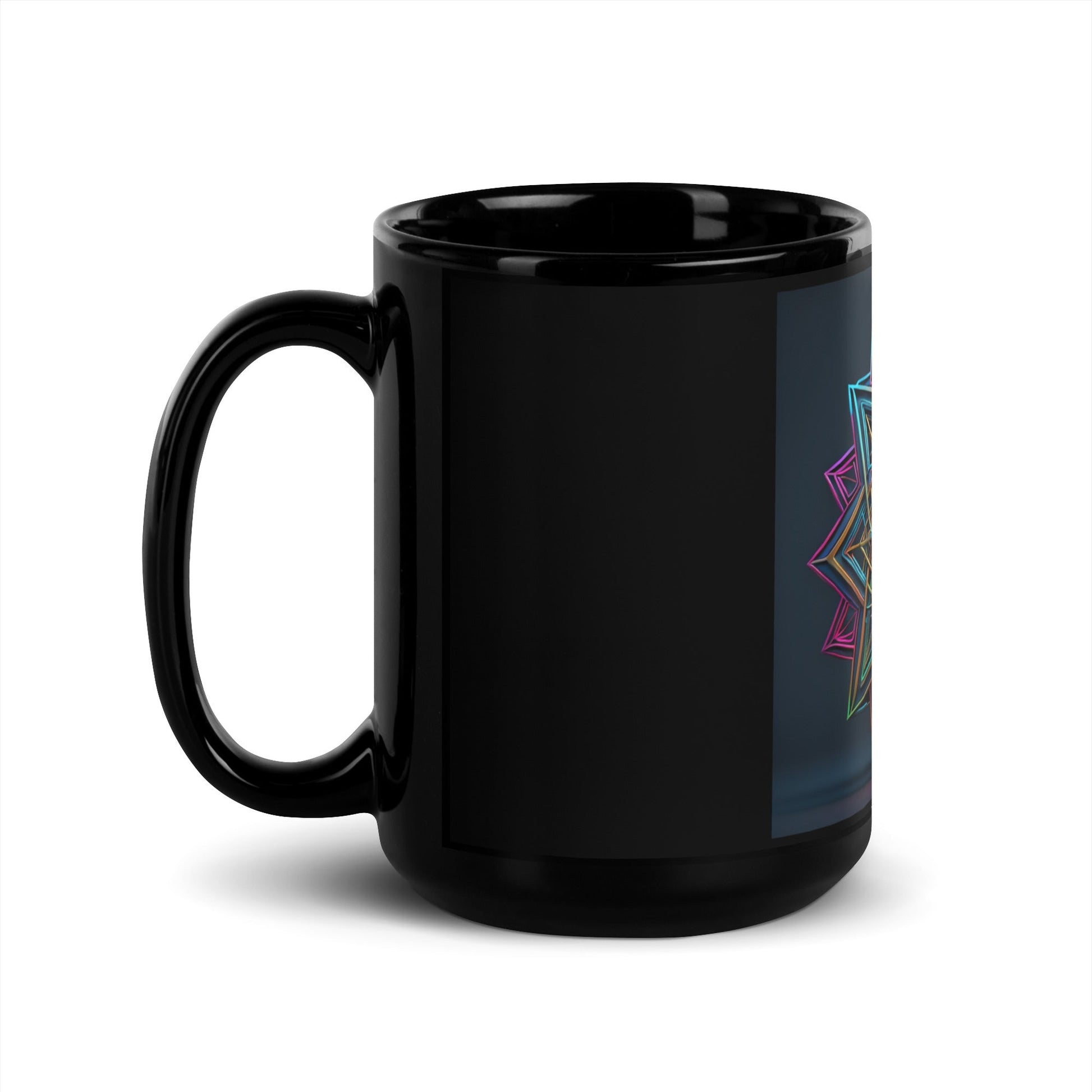 Futuristic Shine | Star of David | Black Glossy Mug