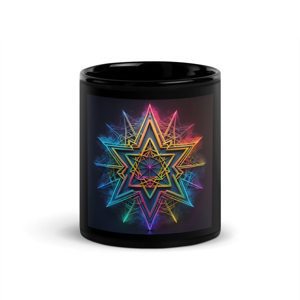 Futuristic Shine | Star of David | Black Glossy Mug