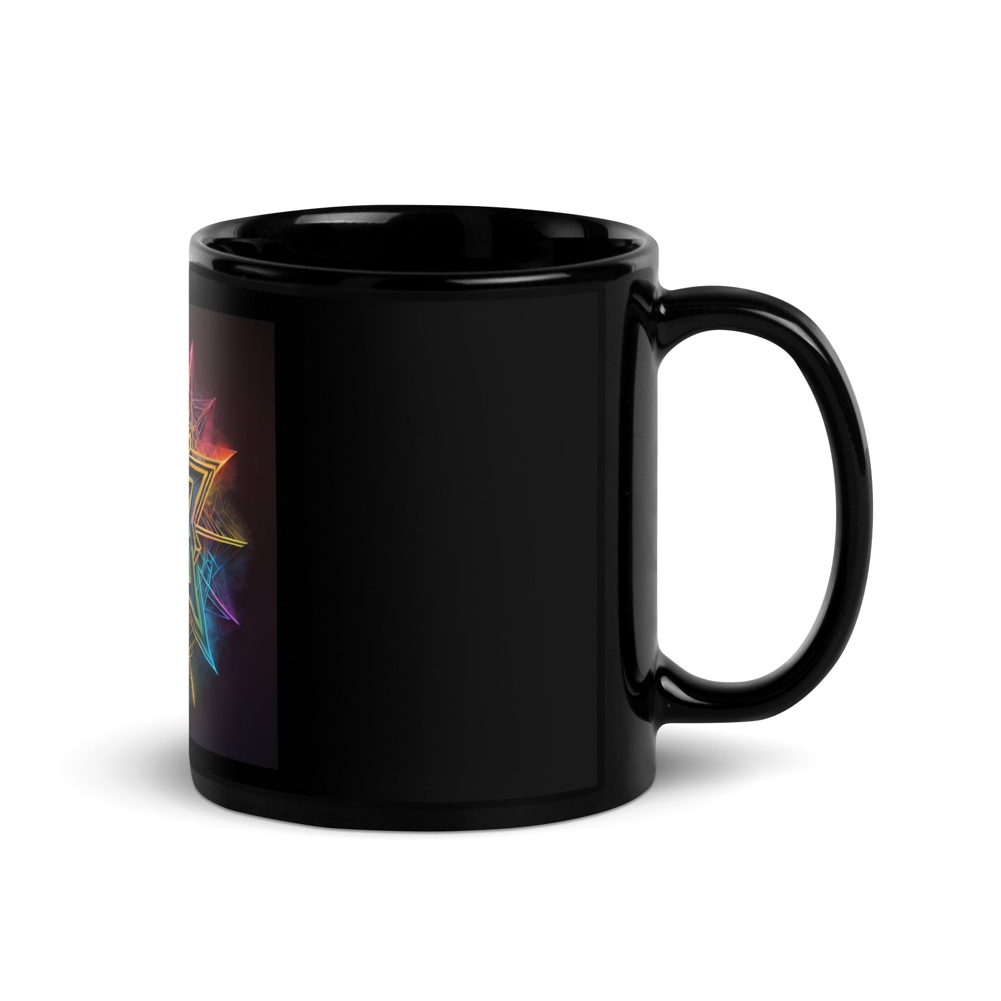 Futuristic Shine | Star of David | Black Glossy Mug