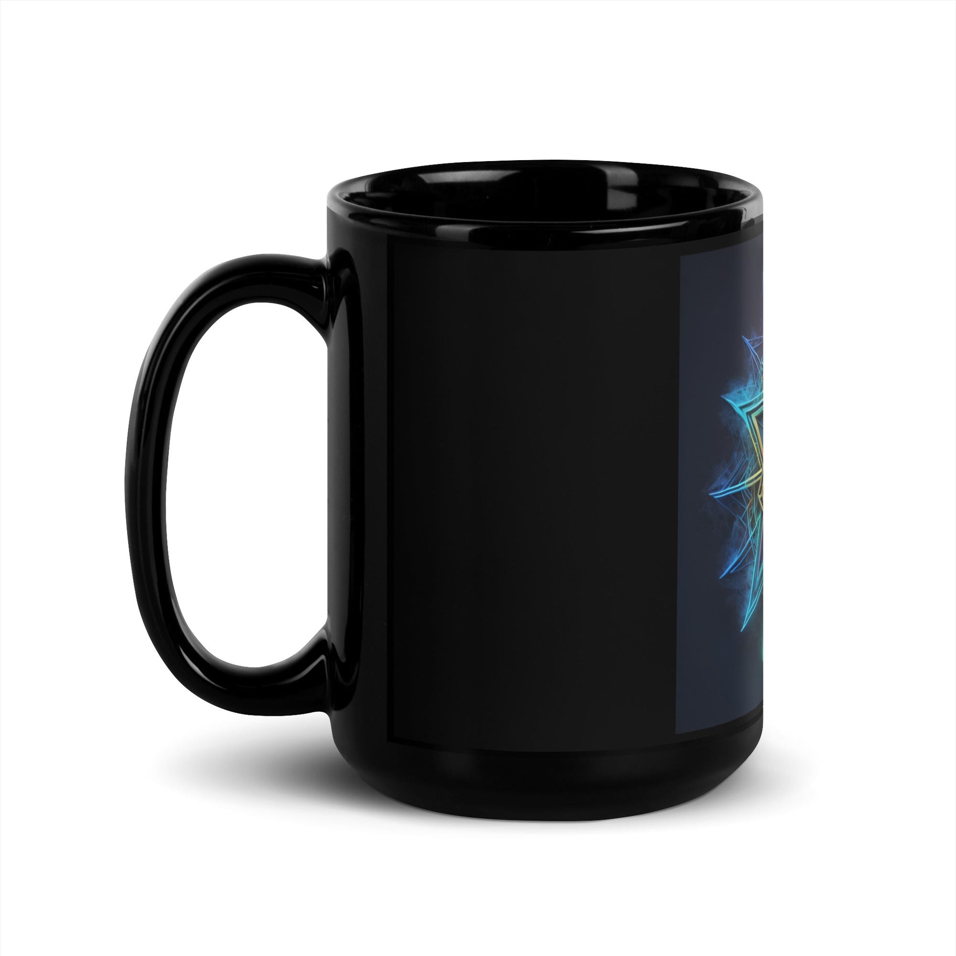 Futuristic Shine | Star of David | Black Glossy Mug