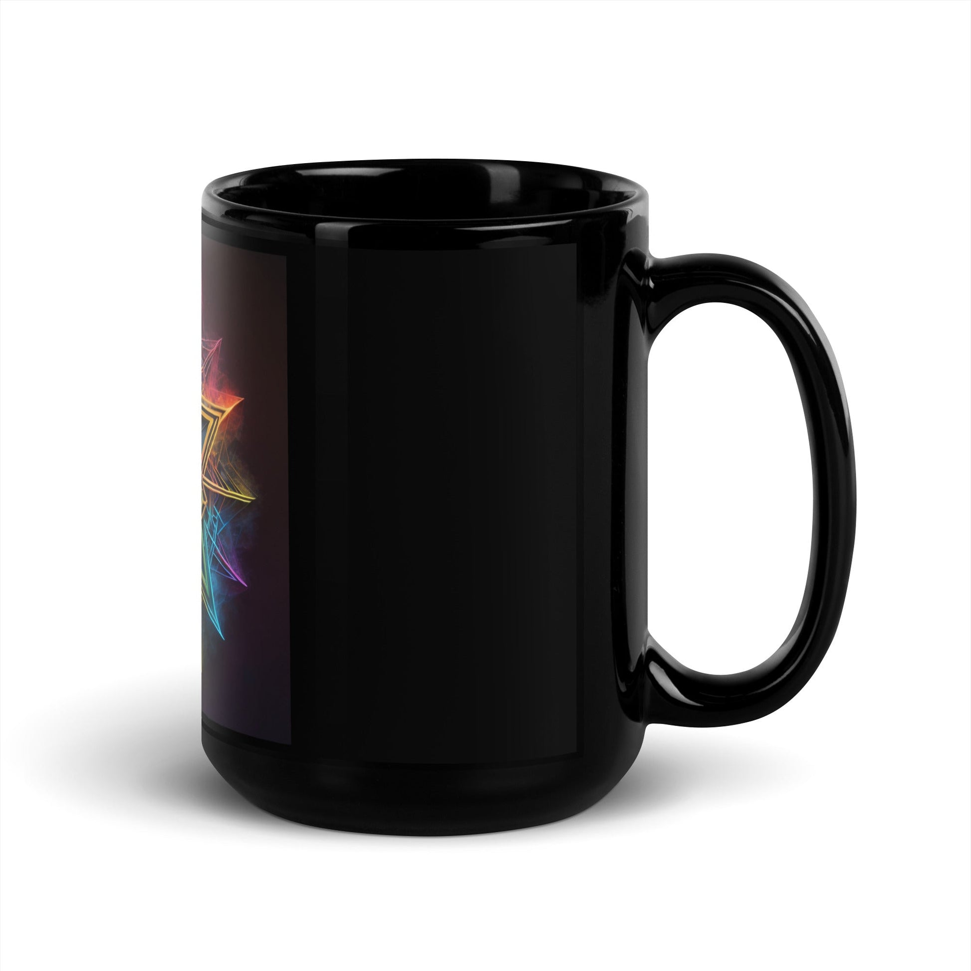 Futuristic Shine | Star of David | Black Glossy Mug