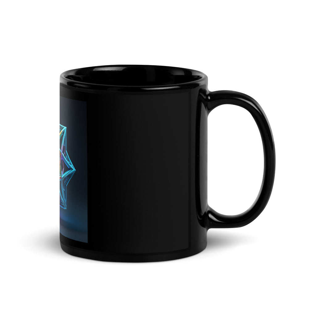 Futuristic Shine | Star of David | Black Glossy Mug