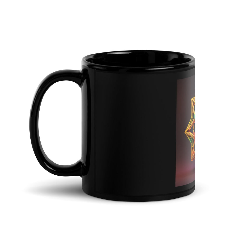 Futuristic Shine | Star of David | Black Glossy Mug