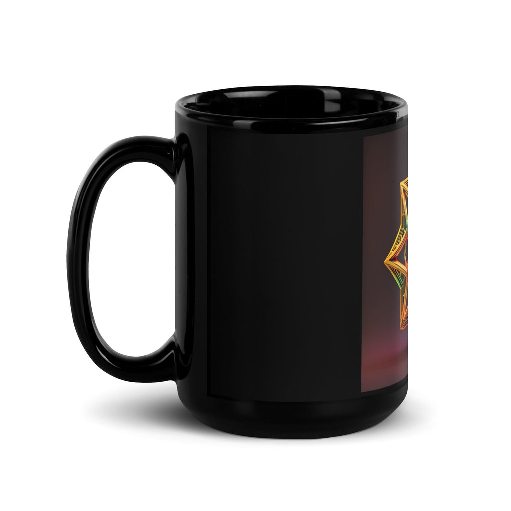 Futuristic Shine | Star of David | Black Glossy Mug