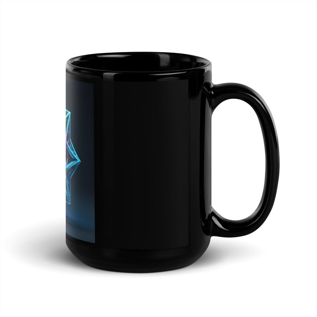 Futuristic Shine | Star of David | Black Glossy Mug