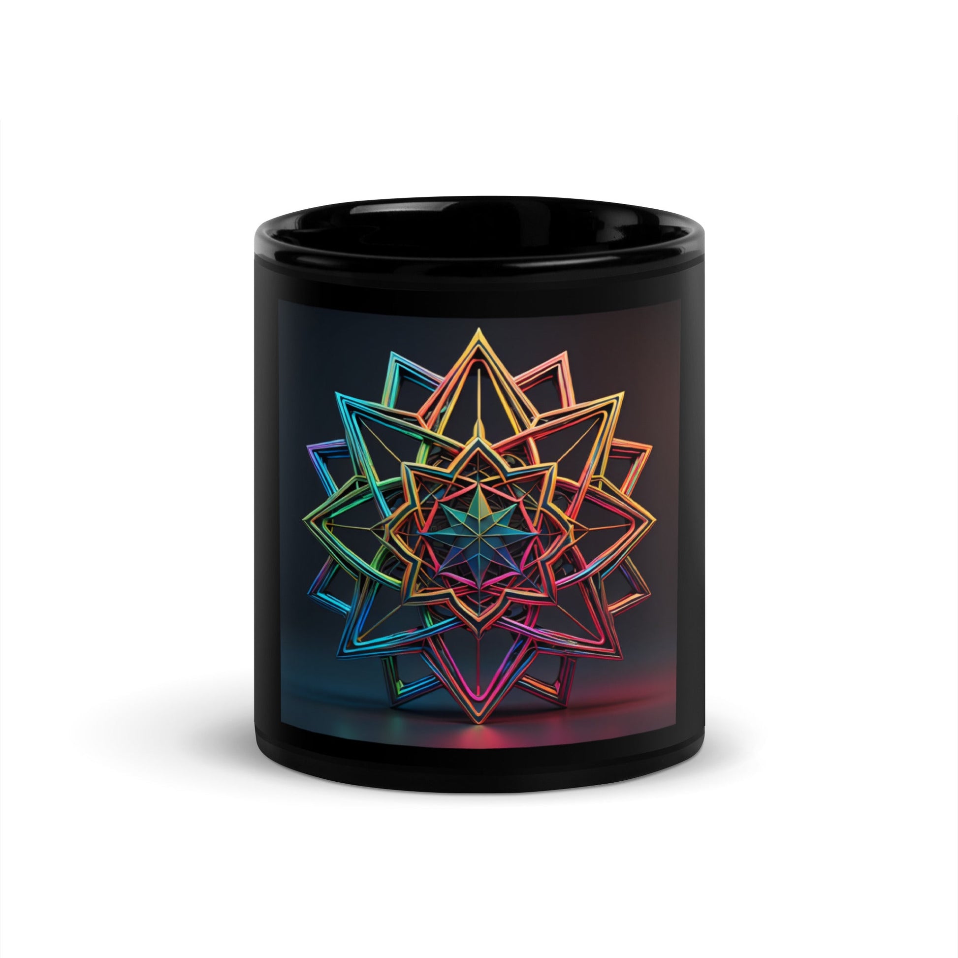 Futuristic Shine | Star of David | Black Glossy Mug