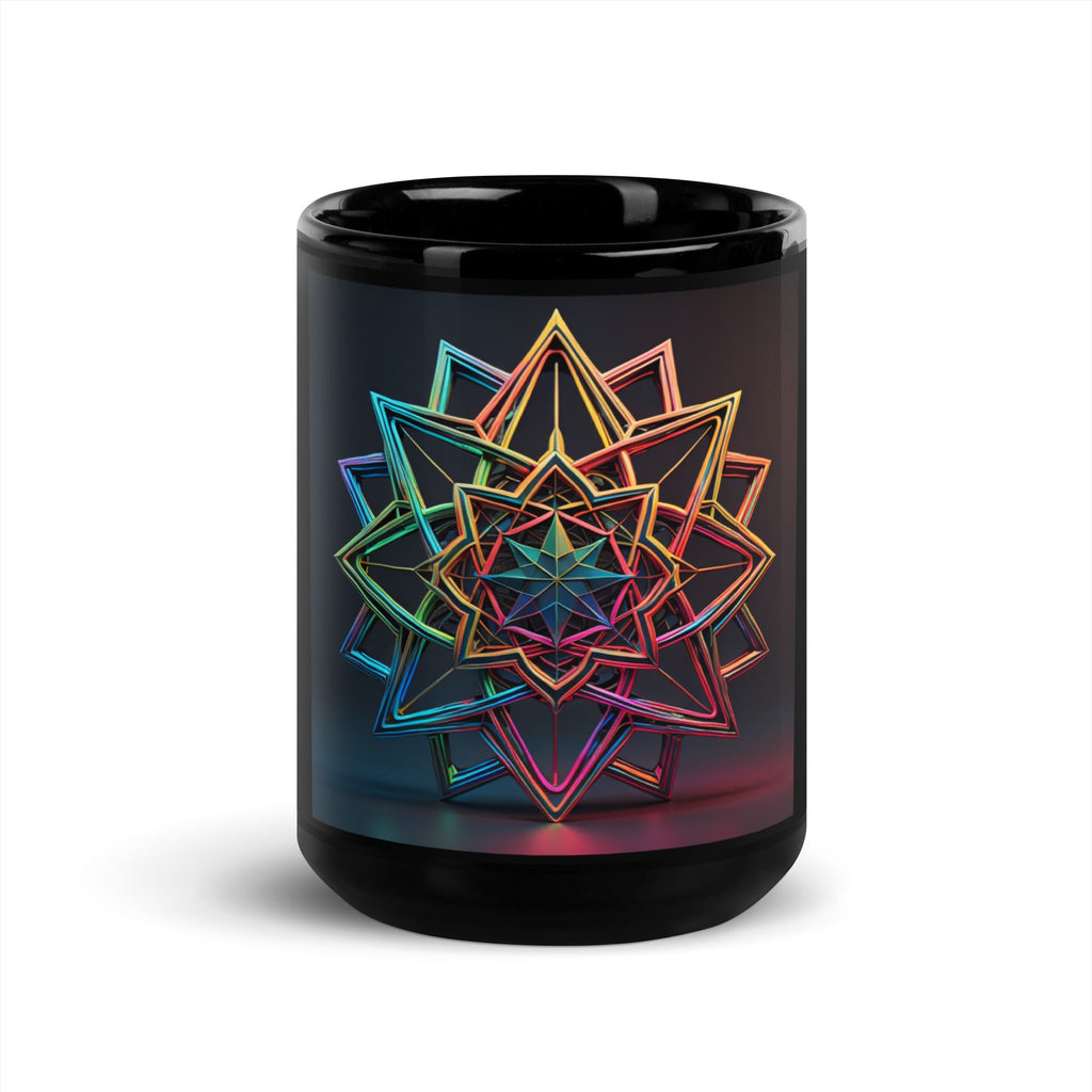 Futuristic Shine | Star of David | Black Glossy Mug