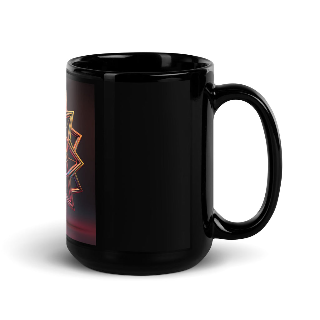 Futuristic Shine | Star of David | Black Glossy Mug