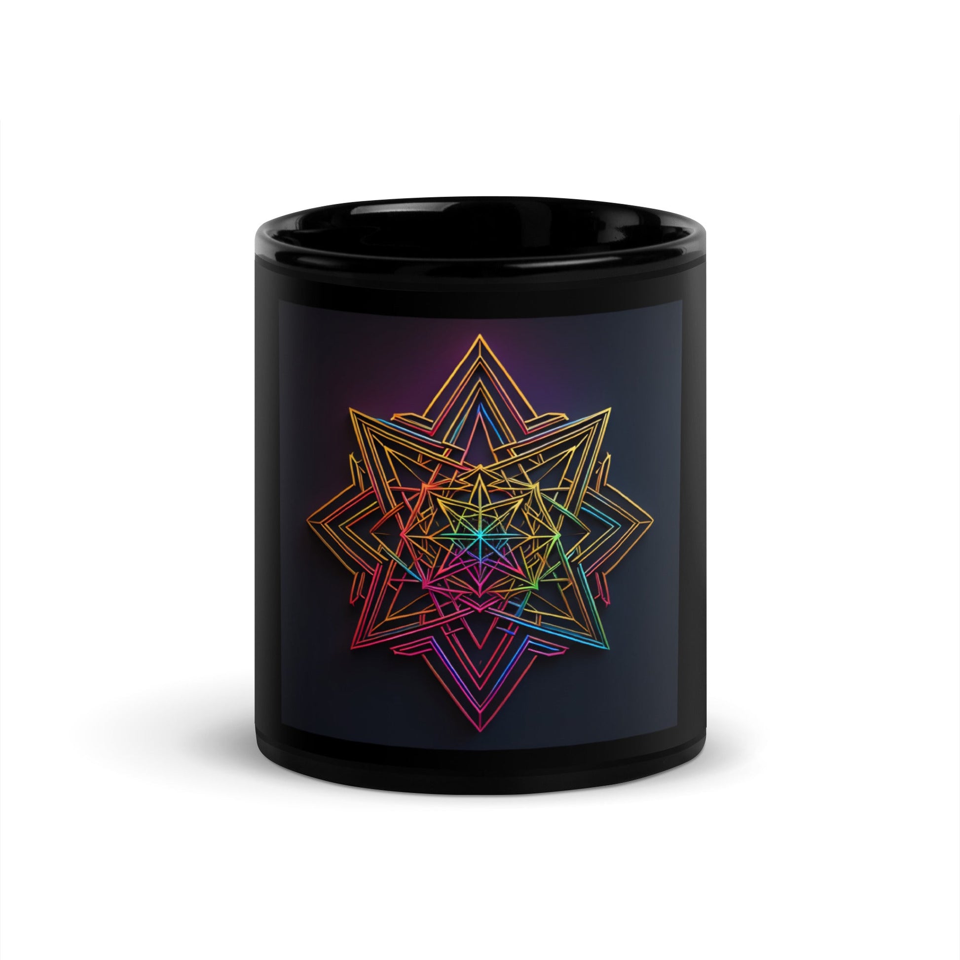 Futuristic Shine | Star of David | Black Glossy Mug
