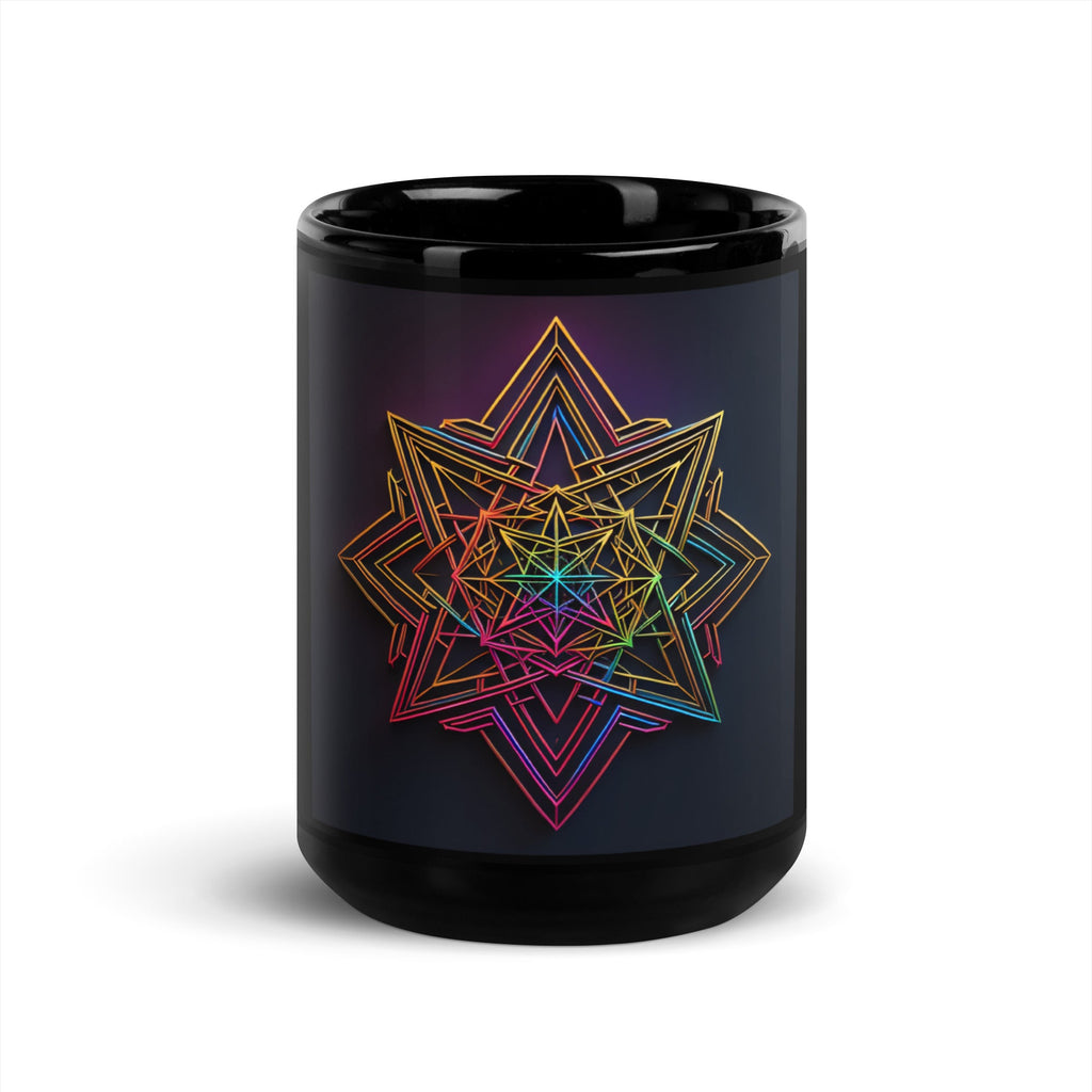 Futuristic Shine | Star of David | Black Glossy Mug