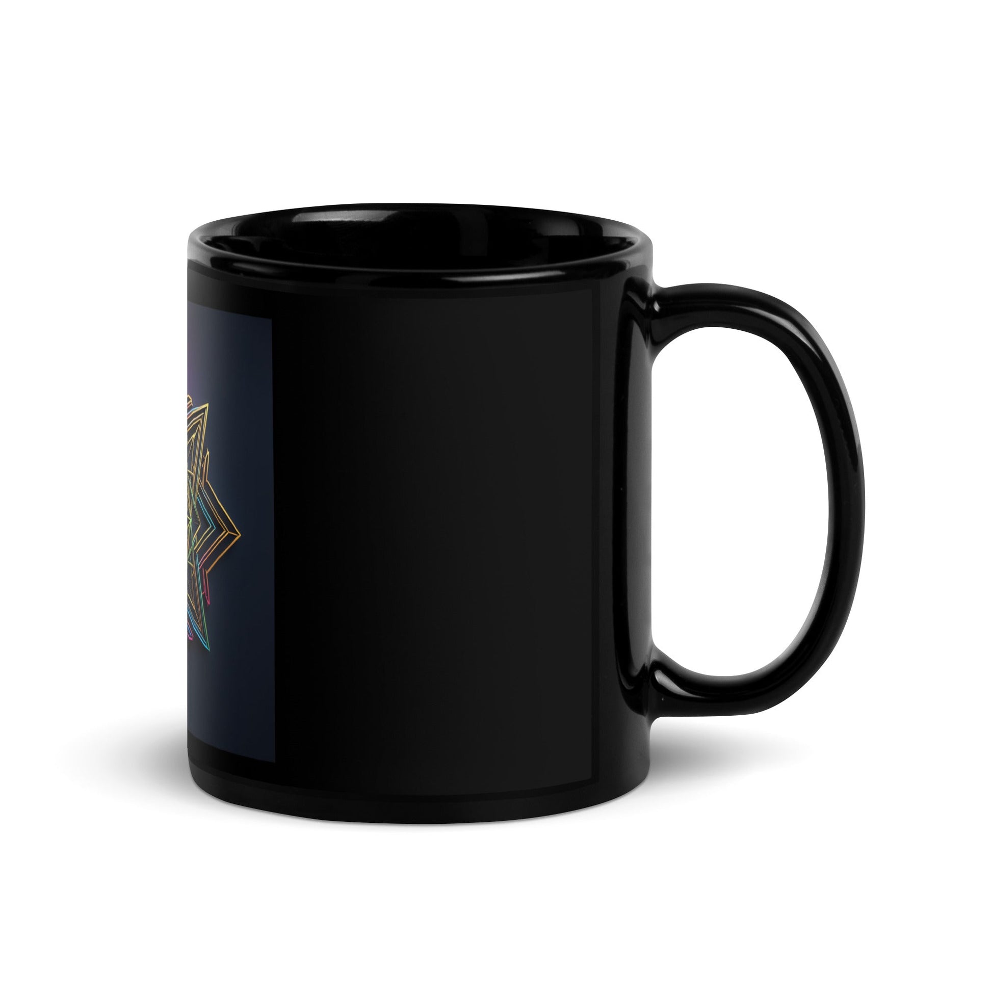 Futuristic Shine | Star of David | Black Glossy Mug