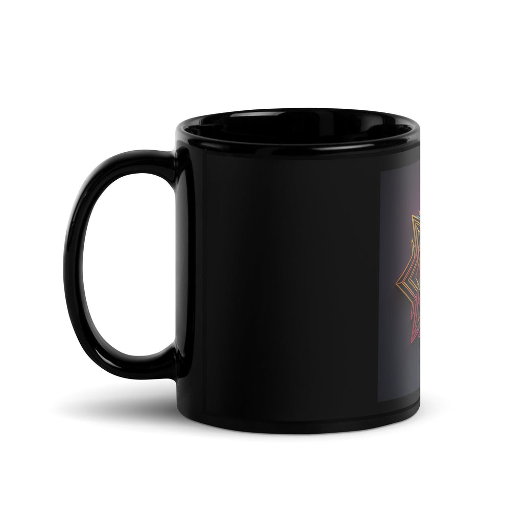 Futuristic Shine | Star of David | Black Glossy Mug