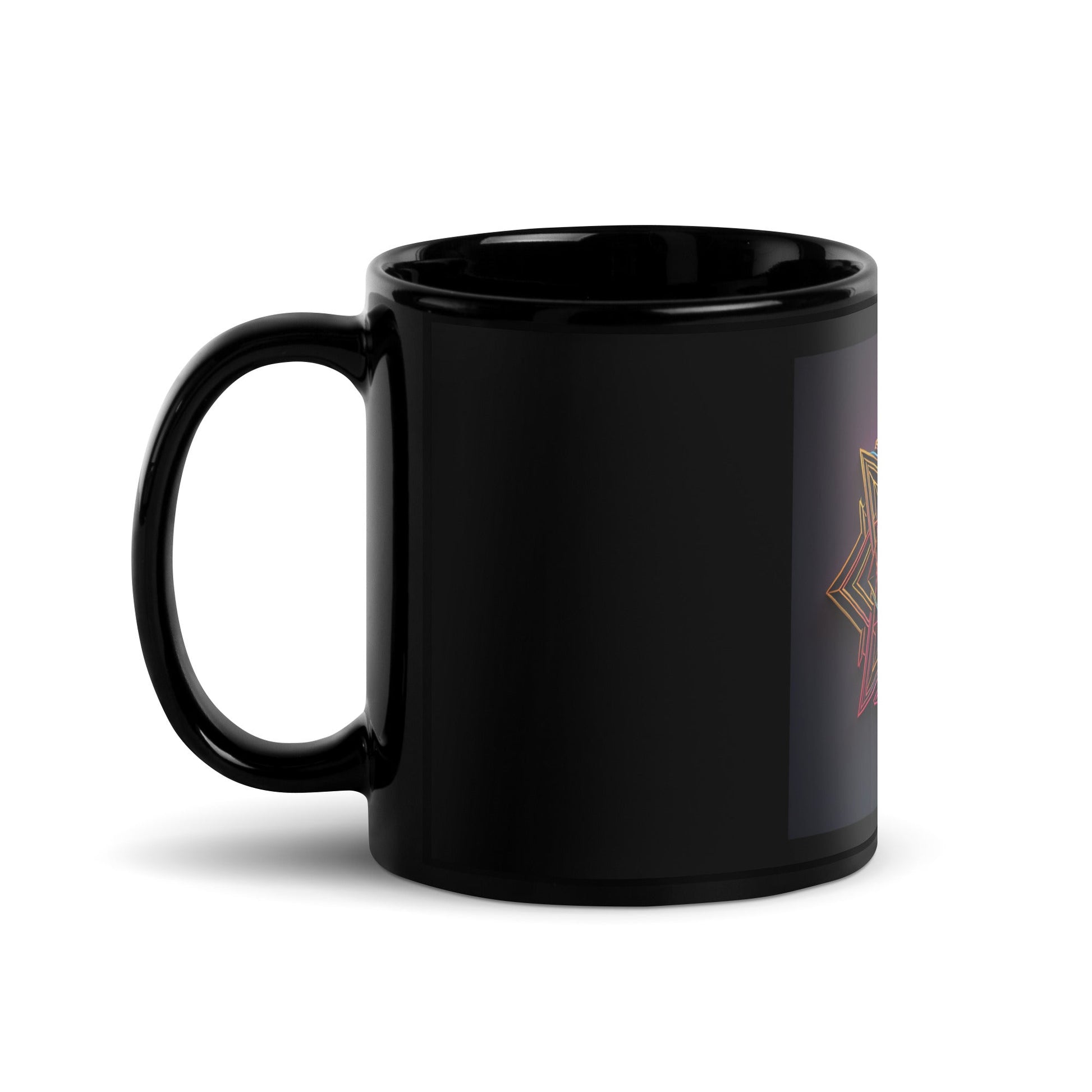 Futuristic Shine | Star of David | Black Glossy Mug