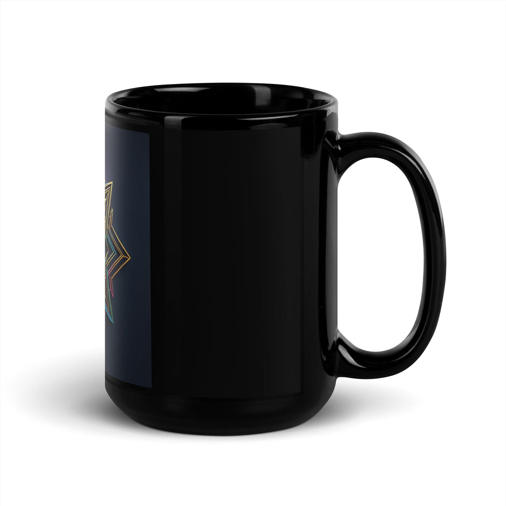 Futuristic Shine | Star of David | Black Glossy Mug