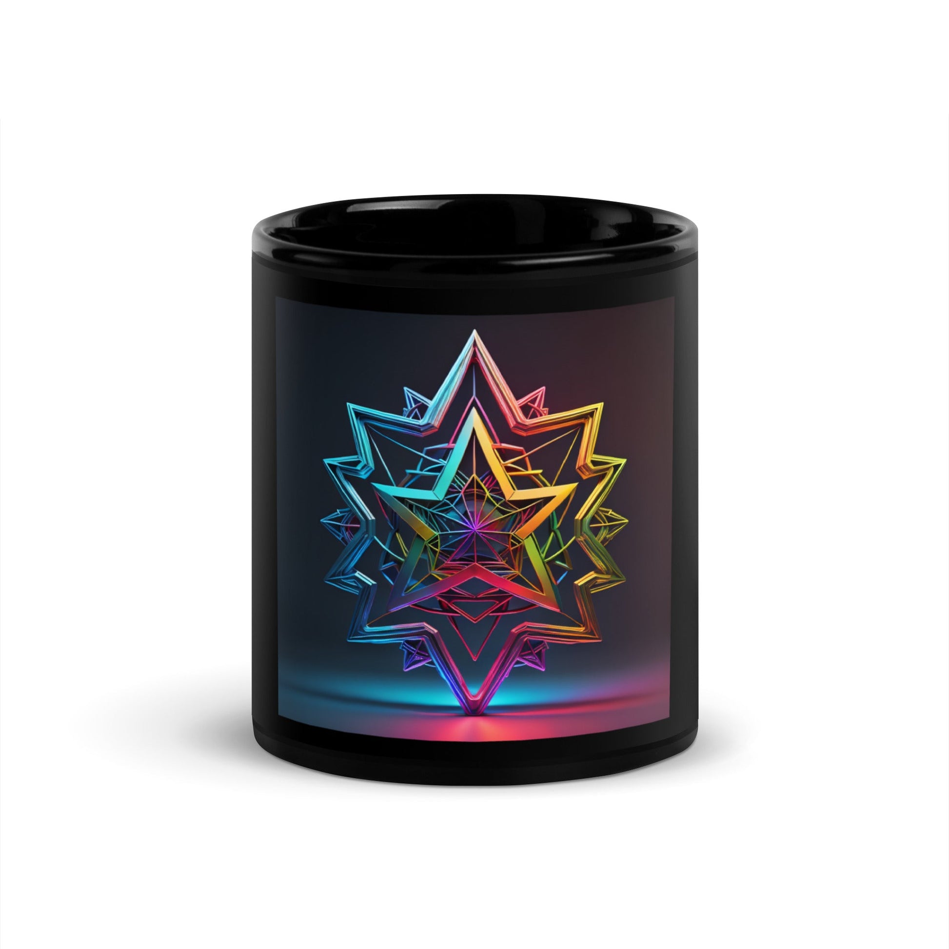 Futuristic Shine | Star of David | Black Glossy Mug