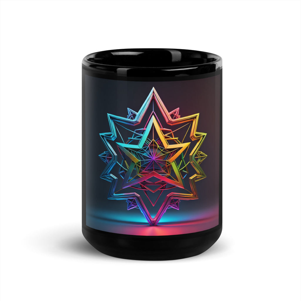 Futuristic Shine | Star of David | Black Glossy Mug