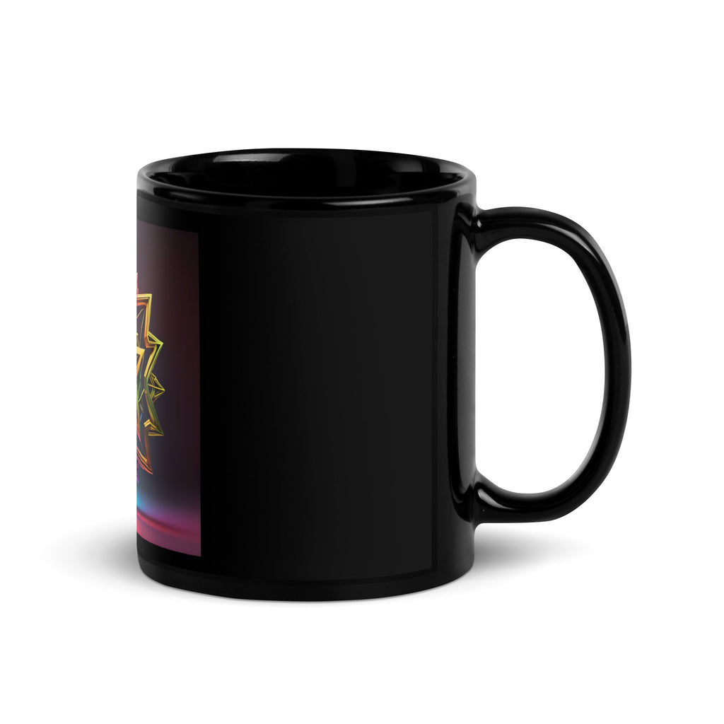 Futuristic Shine | Star of David | Black Glossy Mug