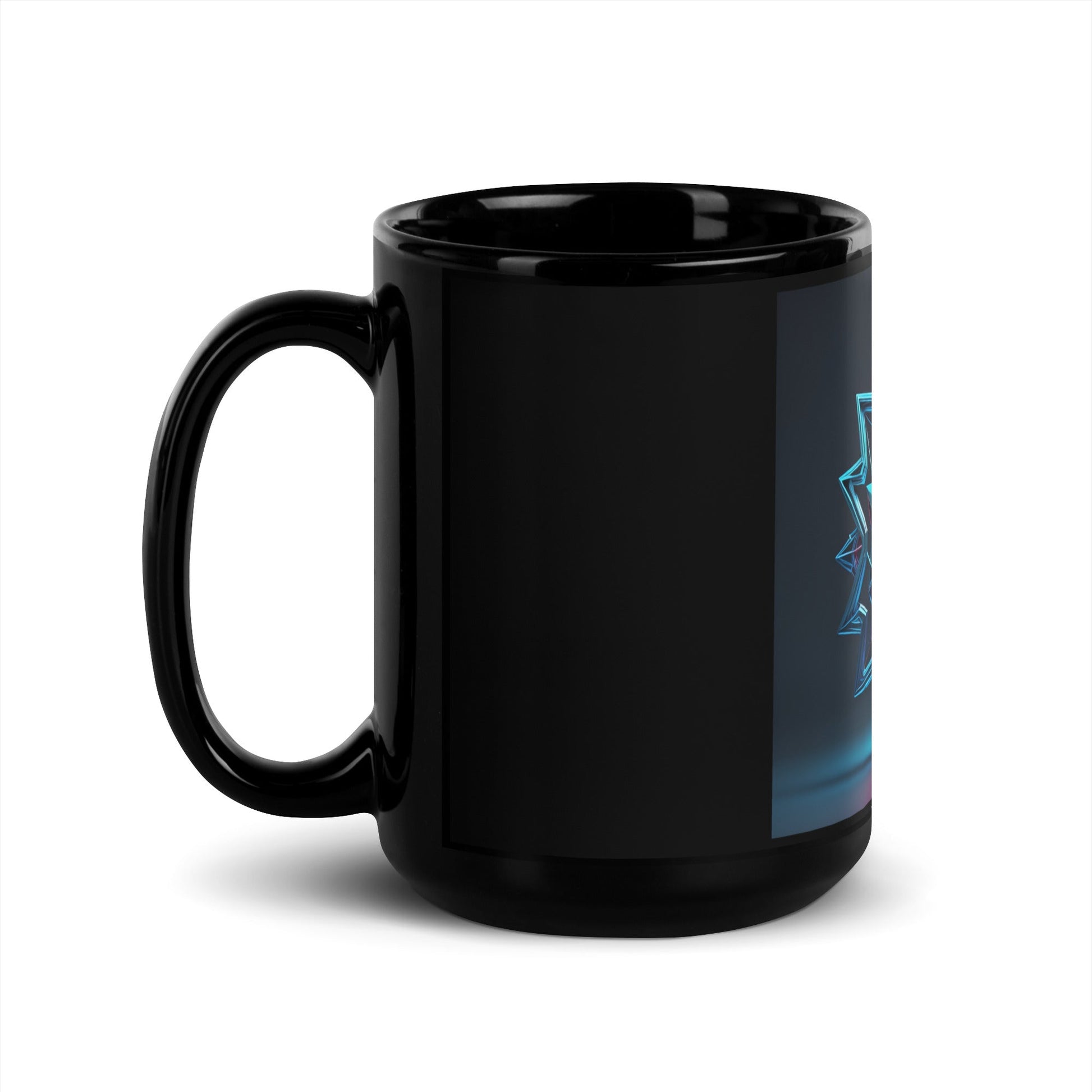 Futuristic Shine | Star of David | Black Glossy Mug