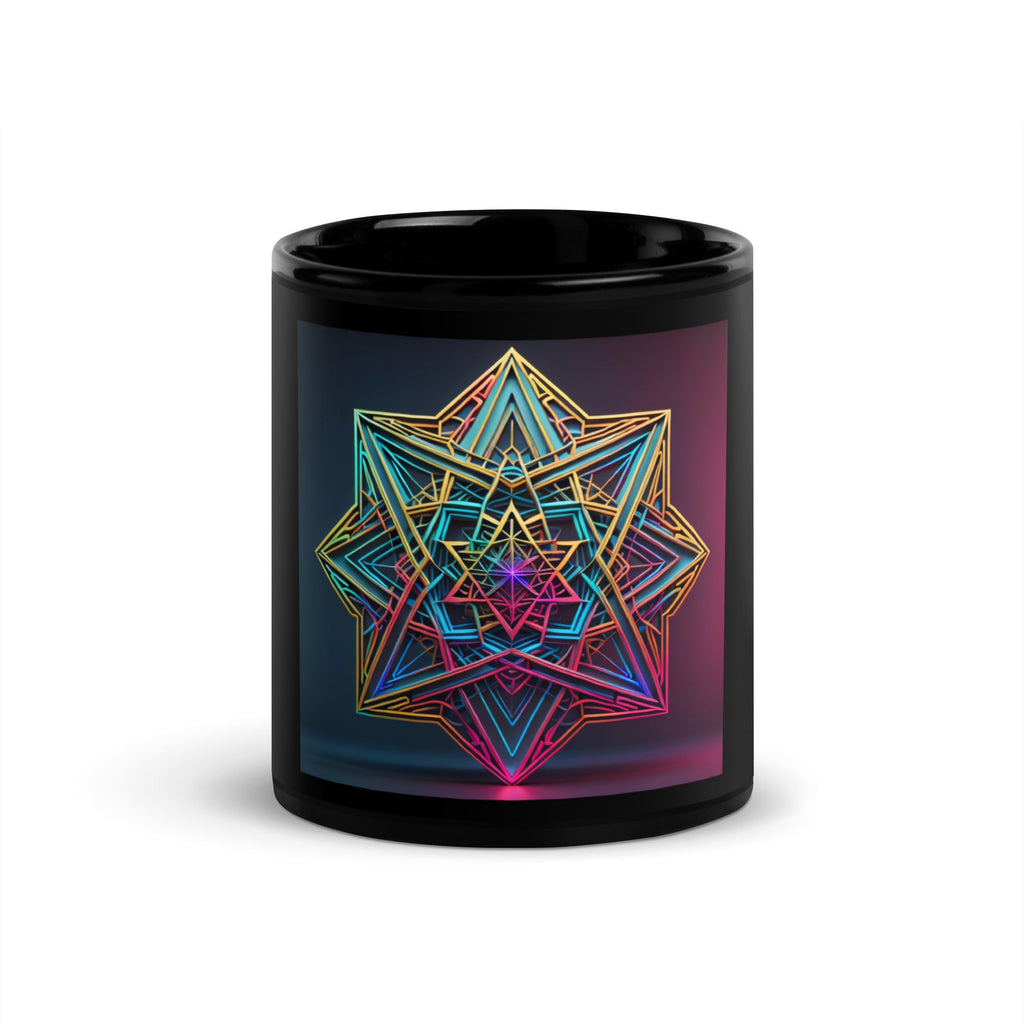 Futuristic Shine | Star of David | Black Glossy Mug